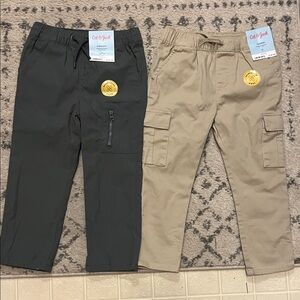 NWT 2 pair Cat & Jack Kids Pants - Gray and Tan with Reinforced Knees